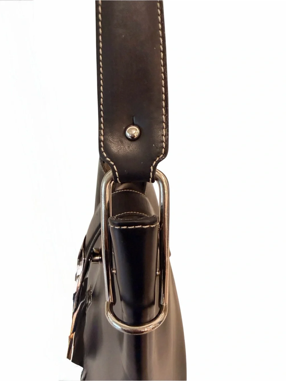 Dooney & Bourke Black Leather Hobo with Silver Hardware
